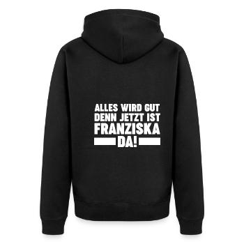 Franziska - Unisex Premium Bio Zip Hoodie - Schwarz - Hinten - Nico (187cm)