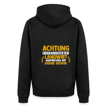 Landwirtschaft Bauer Landwirt - Unisex Premium Bio Zip Hoodie - Schwarz - Hinten - Nico (187cm)
