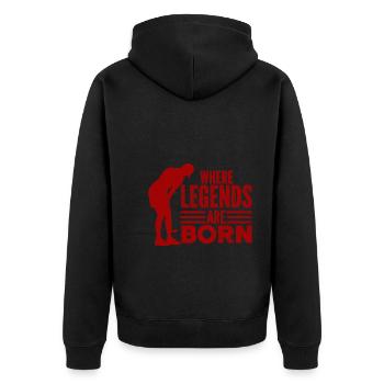 Golf - Golfclub Goldspieler Birdie Elite Luxus - Unisex Premium Bio Zip Hoodie - Schwarz - Hinten - Nico (187cm)