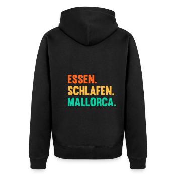 Party Urlaub Mallorca - Unisex Premium Bio Zip Hoodie - Schwarz - Hinten - Nico (187cm)