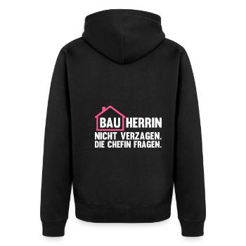 Baustelle Bauherrin - Unisex Premium Bio Zip Hoodie - Schwarz - Hinten - Nico (187cm)