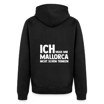 Party Urlaub Mallorca - Unisex Premium Bio Zip Hoodie - Schwarz - Hinten - Nico (187cm)
