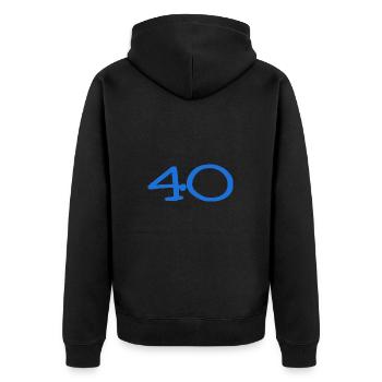 40. 40 YEARS. 40th ANNIVERSARY. 40TH ANNIVERSARY. - Unisex Premium Organic Zip Hoodie - black - Back - Nico (187cm)