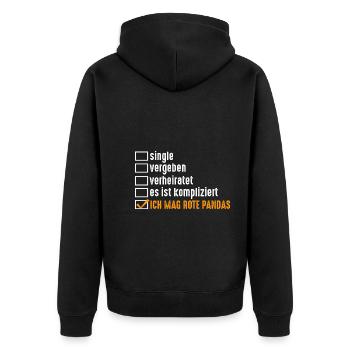 Roter Panda - Unisex Premium Bio Zip Hoodie - Schwarz - Hinten - Nico (187cm)