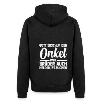 Patenonkel Pate Onkel - Unisex Premium Bio Zip Hoodie - Schwarz - Hinten - Nico (187cm)