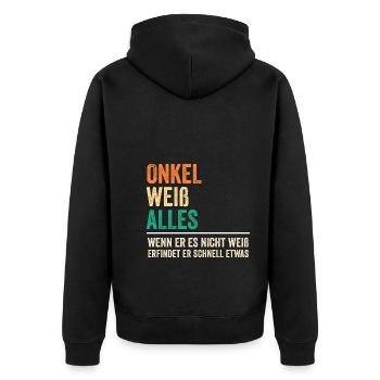 Patenonkel Pate Onkel - Unisex Premium Bio Zip Hoodie - Schwarz - Hinten - Nico (187cm)