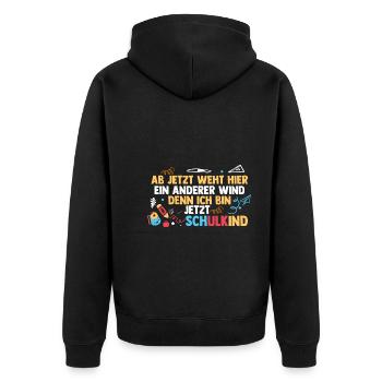 Erste Klasse Einschulung Erstklässler Schulkind - Unisex Premium Bio Zip Hoodie - Schwarz - Hinten - Nico (187cm)