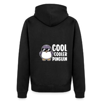 Pinguin - Unisex Premium Bio Zip Hoodie - Schwarz - Hinten - Nico (187cm)
