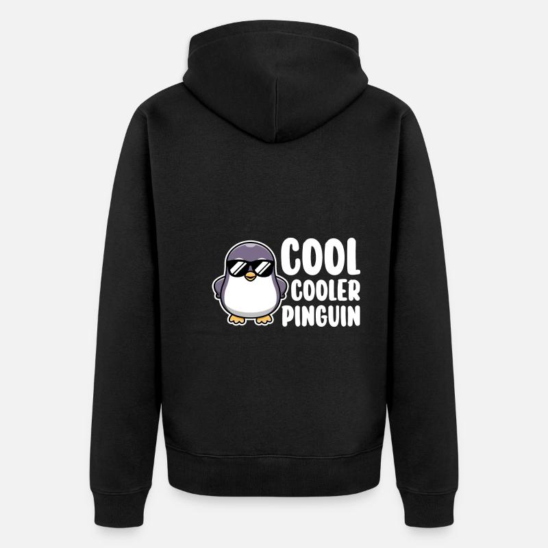 Pinguin - Unisex Premium Bio Zip Hoodie - Schwarz