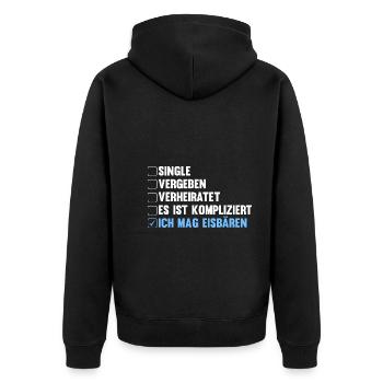 Eisbär Eisbären - Unisex Premium Bio Zip Hoodie - Schwarz - Hinten - Nico (187cm)
