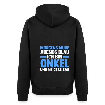 Patenonkel Pate Onkel - Unisex Premium Bio Zip Hoodie - Schwarz - Hinten - Nico (187cm)
