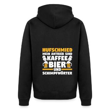 Hufbeschlagschmied Kaffee Bier Pferdeschmied Hufsc - Unisex Premium Bio Zip Hoodie - Schwarz - Hinten - Nico (187cm)
