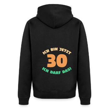 Dreißig Dreißigster 30 Jahre Geburtstag - Unisex Premium Bio Zip Hoodie - Schwarz - Hinten - Nico (187cm)