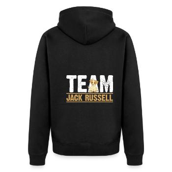 Hund Jack Russell - Unisex Premium Bio Zip Hoodie - Schwarz - Hinten - Nico (187cm)