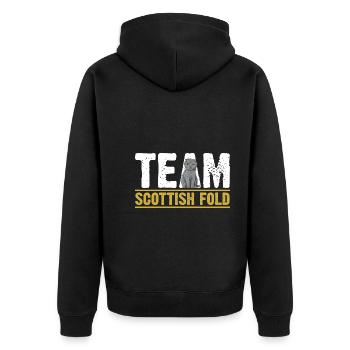 Scottish Fold Katze - Unisex Premium Bio Zip Hoodie - Schwarz - Hinten - Nico (187cm)