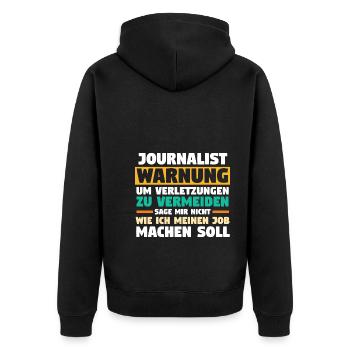 Reporter Journalistik Journalist - Unisex Premium Bio Zip Hoodie - Schwarz - Hinten - Nico (187cm)