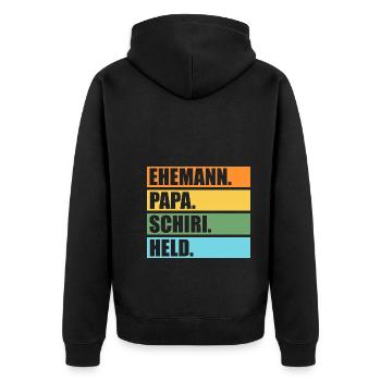 Schiri Unparteiischer Vater Papa Fußball Schiedsri - Unisex Premium Bio Zip Hoodie - Schwarz - Hinten - Nico (187cm)