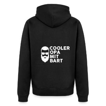 Opa Großvater Bärtig Bartträger Schnurrbart Bart - Unisex Premium Bio Zip Hoodie - Schwarz - Hinten - Nico (187cm)