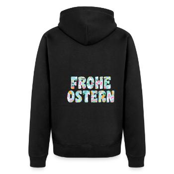 Osterhase Hase Ostern - Unisex Premium Bio Zip Hoodie - Schwarz - Hinten - Nico (187cm)