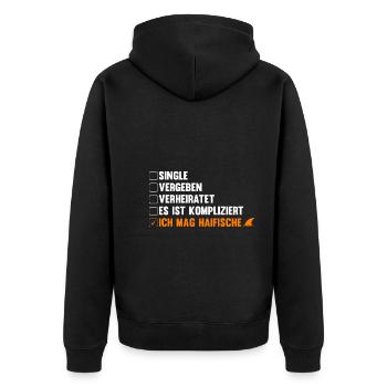 Fische Haifisch - Unisex Premium Bio Zip Hoodie - Schwarz - Hinten - Nico (187cm)