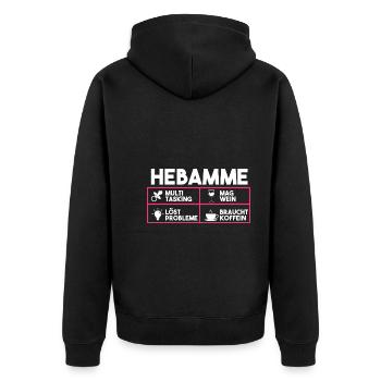 Geburtshelferin Hebamme - Unisex Premium Bio Zip Hoodie - Schwarz - Hinten - Nico (187cm)