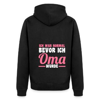 Großmutter Großmama Omi Oma - Unisex Premium Bio Zip Hoodie - Schwarz - Hinten - Nico (187cm)