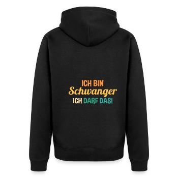 Schwangerschaft Ich Bin Schwanger Ich Darf Das - Unisex Premium Bio Zip Hoodie - Schwarz - Hinten - Nico (187cm)
