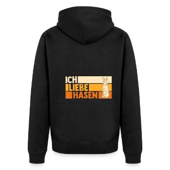 Kaninchen Hase - Unisex Premium Bio Zip Hoodie - Schwarz - Hinten - Nico (187cm)