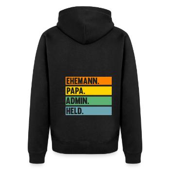 Informatiker Papa Vater Admin Administrator - Unisex Premium Bio Zip Hoodie - Schwarz - Hinten - Nico (187cm)