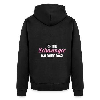 Schwangerschaft Ich Bin Schwanger Ich Darf Das - Unisex Premium Bio Zip Hoodie - Schwarz - Hinten - Nico (187cm)