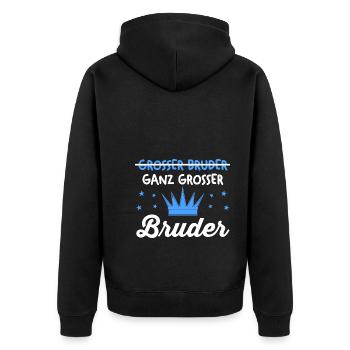 Geschwister Familie Brüder Bruder - Unisex Premium Bio Zip Hoodie - Schwarz - Hinten - Nico (187cm)