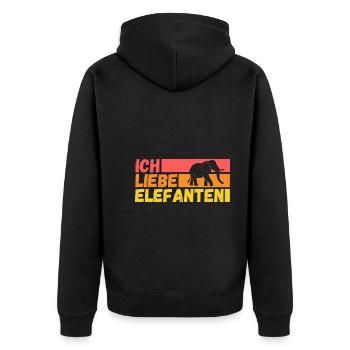 Elefant Elefanten - Unisex Premium Bio Zip Hoodie - Schwarz - Hinten - Nico (187cm)