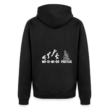 Wellness Saunagänger Saunieren Saunierer Sauna - Unisex Premium Bio Zip Hoodie - Schwarz - Hinten - Nico (187cm)