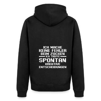 Gaming Zocken Zocker Gamer - Unisex Premium Bio Zip Hoodie - Schwarz - Hinten - Nico (187cm)