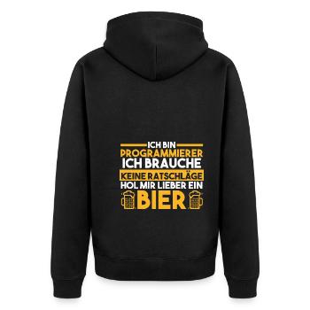 Programmieren Entwickler Coder Bier Programmierer - Unisex Premium Bio Zip Hoodie - Schwarz - Hinten - Nico (187cm)