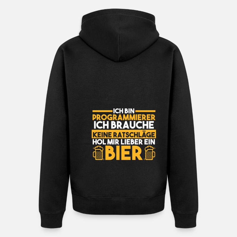 Programmieren Entwickler Coder Bier Programmierer - Unisex Premium Bio Zip Hoodie - Schwarz