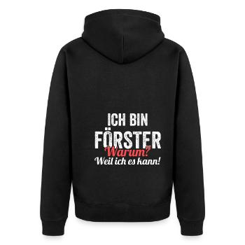 Waldarbeiter Holzfäller Waldarbeit Förster - Unisex Premium Bio Zip Hoodie - Schwarz - Hinten - Nico (187cm)