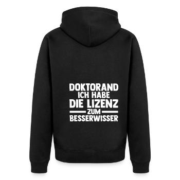 Doktor Abschluss Doktorand Promotion Doktortitel - Unisex Premium Bio Zip Hoodie - Schwarz - Hinten - Nico (187cm)