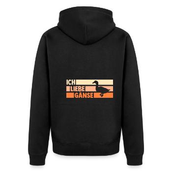 Gans Gänse - Unisex Premium Bio Zip Hoodie - Schwarz - Hinten - Nico (187cm)