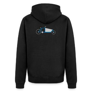 Cargo bike blue - Unisex Premium Organic Zip Hoodie - black - Back - Nico (187cm)