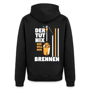 Schnaps brennen Schnapsbrenner Selbstgebrannter - Unisex Premium Bio Zip Hoodie - Schwarz - Hinten - Nico (187cm)