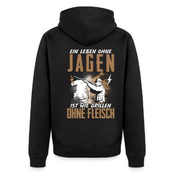 Leben Ohne Jagen Grillen Ohne Fleisch Jäger - Unisex Premium Bio Zip Hoodie - Schwarz - Hinten - Nico (187cm)
