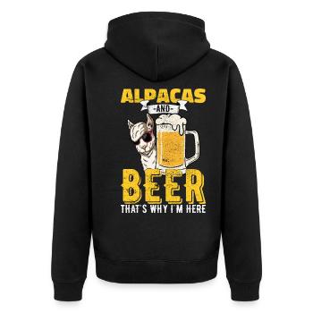 Alpacas Beer Alcohol Quote Gift - Unisex Premium Organic Zip Hoodie - black - Back - Nico (187cm)