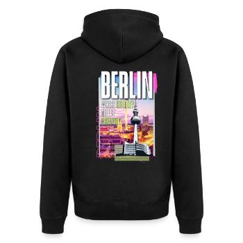 Berlin Skyline TV Tower Germany City Colorful - Unisex Premium Organic Zip Hoodie - black - Back - Nico (187cm)