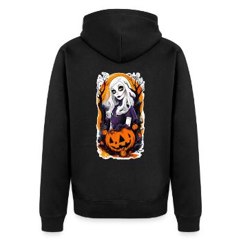 Halloween Grusselige Mädchen Puppe - Unisex Premium Bio Zip Hoodie - Schwarz - Hinten - Nico (187cm)