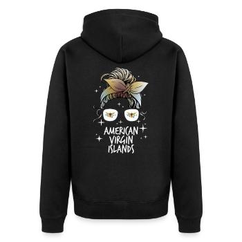 American Virgin Islands - Unisex Premium Organic Zip Hoodie - black - Back - Nico (187cm)