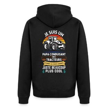 Father's Day T-shirt - Dad Tractor Driver - Unisex Premium Organic Zip Hoodie - black - Back - Nico (187cm)