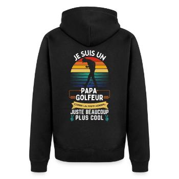 T-shirt de la fête des pères - Papa Golfeur Cool - Veste à capuche bio Premium Unisexe - noir - Dos - Nico (187cm)