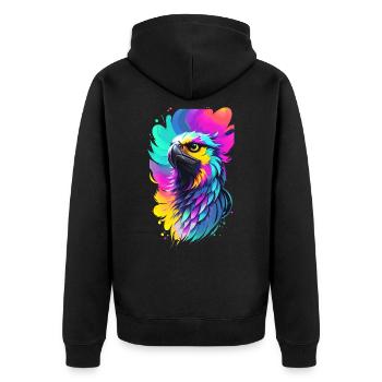 Bunter Adler im Splash Art Stil - Unisex Premium Bio Zip Hoodie - Schwarz - Hinten - Nico (187cm)