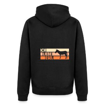 Esel - Unisex Premium Bio Zip Hoodie - Schwarz - Hinten - Nico (187cm)